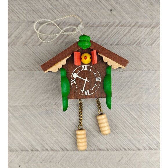 Vintage Miniature Christian Ulbricht? Wooden Cuckoo Clock Christmas Ornament - Picture 2 of 7